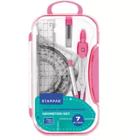 1. Starpak Zestaw Przyborów Geometryczny 7el. Różowy 559667