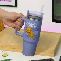 5. Kubek Podróżny ze Słomką Minecraft - fioletowy - 900 ml
