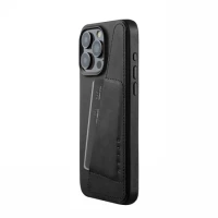 2. Mujjo Full Leather Wallet Case - etui skórzane do iPhone 15 Pro Max kompatybilne z MagSafe (black)