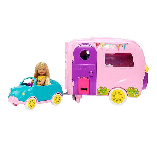 Mattel Barbie Chelsea Samochód z Przyczepą Kempingową
