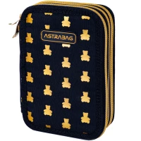 4. AstraBag Piórnik Trzykomorowy z Wyposażeniem AC31 Golden Teddy 503024053