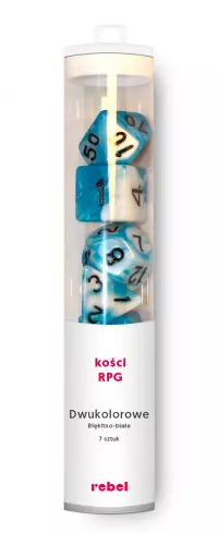 1. Komplet kości REBEL RPG - Dwukolorowe - Błękitno-białe