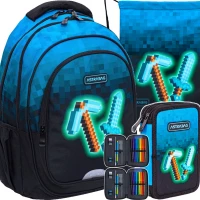 1. Astrabag Zestaw Szkolny Pixel Blue 3el. Plecak 502024093 + Worek 507024048 + Piórnik 503024054