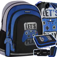 1. Starpak Zestaw Szkolny 3el. Gaming Pad Plecak 527186 + Piórnik 527207 + Worek 527159
