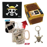 1. Zestaw Prezentowy One Piece: Flaga + Brelok 3d + Kubek Termoaktywny