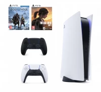 1. Konsola Sony PlayStation 5 + GoW Ragnarok + The Last Of Us Part I + Controller (2 Gry / 2 Pady)
