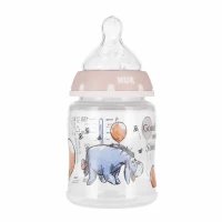 4. Nuk Butelka 150ml 0-6m First Choice+ Smoczek Silikonowy M Osiołek Różowa 536898
