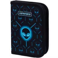 1. AstraBag Piórnik AC1 Pojedynczy Dwuklapkowy bez Wyposażenia Neon UFO 503025015