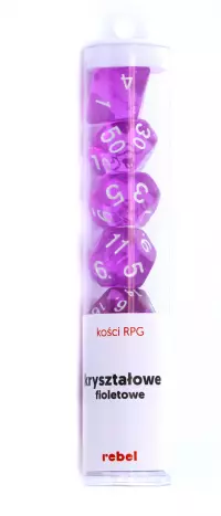 1. Komplet kości REBEL RPG - Kryształowe - Fioletowe