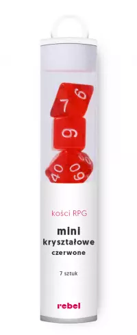 1. Komplet kości REBEL RPG - Mini Kryształowe - Czerwone