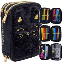 8. AstraBag Piórnik Trzykomorowy z Wyposażeniem AC31 Fluffy Kitty Black 503025027
