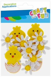 3. Craft With Fun Ozdoba Dekoracyjna Samoprzylepna Filcowa Kurczak/Kwiat 12szt. Wielkanoc 531826