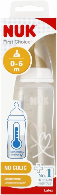 1. Nuk Butelka 300ml 0-6m First Choice+ Smoczek Lateksowy M Biała 528761