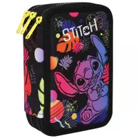 2. CoolPack Jumper 3 Piórnik Trzykomorowy z Wyposażeniem Stitch Black F067886
