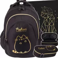 1. St.Majewski Zestaw Szkolny Pusheen Gold 3el. Plecak BP-06 663154 + Piórnik 663246 + Worek 529469