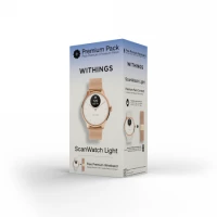 2. Withings Scanwatch Light Bundle - zegarek z funkcją EKG, pomiarem pulsu i SPO2 oraz mierzeniem aktywności fizycznej i snu w zestawie z dodatkową bransoletą (37mm, rose gold-sand)