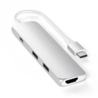 1. Satechi Aluminium Adapter Slim - Aluminiowy Adapter do Urządzeń Moblinych USB-C Silver