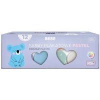 1. Interdruk Farby Plakatowe Pastelowe BEBE Kids 12 kolorów 20ml 334169