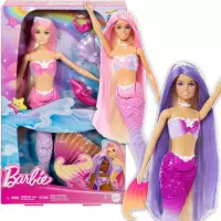 1. Mattel Barbie Malibu Lalka Syrenka Zmieniająca Kolor z Delfinkiem HRP97