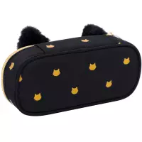 4. AstraBag Piórnik AC6 Saszetka Usztywniona Fluffy Kitty Black 503025028