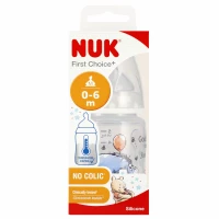 5. Nuk Butelka 150ml 0-6m First Choice+ Smoczek Silikonowy M Osiołek Popielata 536899