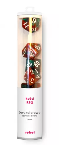 1. Komplet kości REBEL RPG - Dwukolorowe - Czerwono-zielone