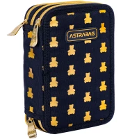 1. AstraBag Piórnik Trzykomorowy z Wyposażeniem AC31 Golden Teddy 503024053