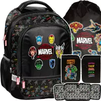 1. Paso Zestaw Szkolny 3el. Avengers Marvel Plecak AV25AE-260 + Piórnik AV25AE-P001BW + Worek AV25AE-712