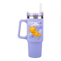2. Kubek Podróżny ze Słomką Minecraft - fioletowy - 900 ml