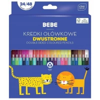 1. Interdruk Kredki Ołówkowe Dwustronne BEBE Kids 24/48 kolory 327109