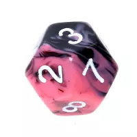6. Komplet kości REBEL RPG - Dwukolorowe - Różowo-czarne (białe cyfry)