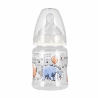 4. Nuk Butelka 150ml 0-6m First Choice+ Smoczek Silikonowy M Osiołek Popielata 536899