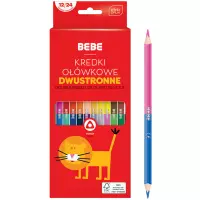 2. Interdruk Kredki Ołówkowe Dwustronne 12/24 kolory BEBE Kids Czerwone 327093