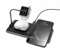 2. Adam Elements Omnia Q3 - bezprzewodowa stacja ładująca do 3 urządzeń z uchwytem do Apple Watch (czarna)