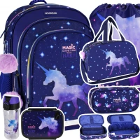 1. Starpak Zestaw Szkolny 6el. Unicorn Galaxy Plecak 506125 + Piórnik 492604 + Worek 486107 + Torba 511394
