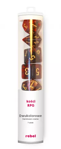 1. Komplet kości REBEL RPG - Dwukolorowe - Karminowo-czarne