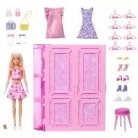 2. Mattel Lalka Barbie + Garderoba Szafa + Akcesoria HXD58 