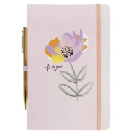 4. Starpak Notes Z Gumką 14x21/80k + Długopis Pink Folwer 514834