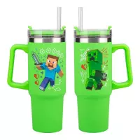 3. Kubek Podróżny ze Słomką Minecraft - 900 ml