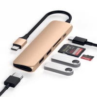 2. Satechi Aluminum Adapter V2 - aluminiowy adapter do urządzeń mobilnych USB-C Gold