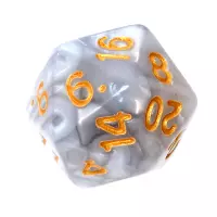 8. Komplet kości REBEL RPG - Dwukolorowe - Stalowo-białe (złote cyfry)