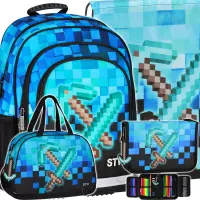 1. Starpak Zestaw Szkolny 4el. Pixel Blue Plecak 552609 + Worek 552613 + Piórnik 552623 + Torba 552616