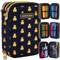 8. AstraBag Piórnik Trzykomorowy z Wyposażeniem AC31 Golden Teddy 503024053
