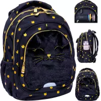7. AstraBag Plecak Szkolny AB330 Fluffy Kitty Black 502025021
