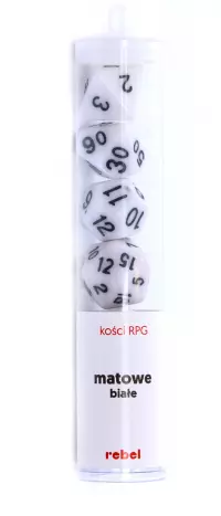 1. Komplet kości REBEL RPG - Matowe - Białe