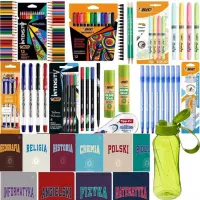 1. BIC Wyprawka Szkolna + Interdruk 10 Zeszytów Tematycznych Gratis Bidon Fiorina Zielony 430 ml
