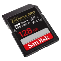 3. SanDisk Extreme PRO 128GB V60 UHS-II SD, 280/100MB/s,V60,C10,UHS-II