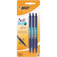 3. Bic Długopis Automatyczny Soft Feel Fine 3 Sztuki Niebieski 256460