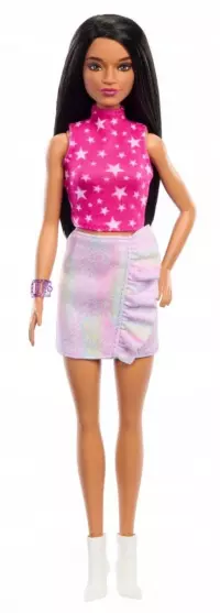 7. Mattel Barbie lalka Fashion Różowa Koszulka Gwiadki HRH13