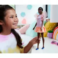 4. Mattel Lalka Barbie Fashion Brzoskwiniowa Sukienka HRH14 